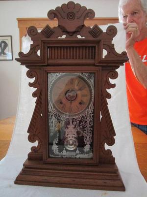 Sale Photo Thumbnail #25: Mantle Clock - The Ansonia Clock Co, New York, Chime Wood.  24"H x 15"W
