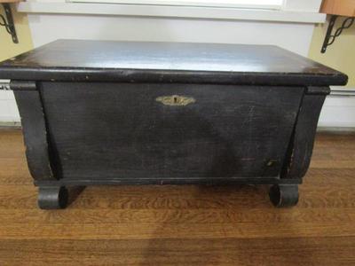 Black Wood Tea Chest - 16" H x 31" W x 16" D, solid wood 
