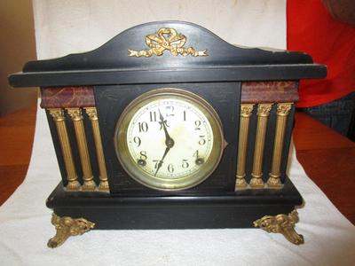 Sale Photo Thumbnail #32: Mantle Clock - The Sessions Clock Company, Wooden, With Chime, 12"H x 15 1/2"W

