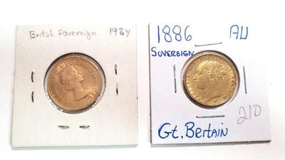 1886 and 1964 british sovereign coins