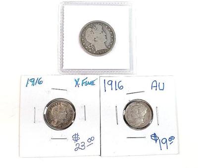 Antique quarter and dimes
