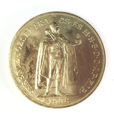 1908 hungarian 100 korona gold coin