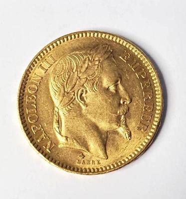 1863 a french 20 francs gold coin