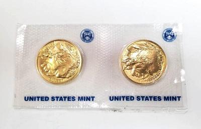 2) gold american buffalo 1 oz. coins 2015 f