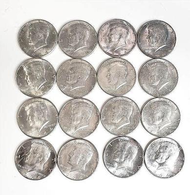 16) silver 1964 kennedy half dollars