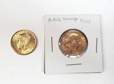 1904 and 1927 british sovereign coins