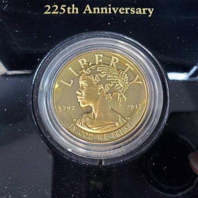 2017 american liberty 225th anniversary gold coin boxed, with book