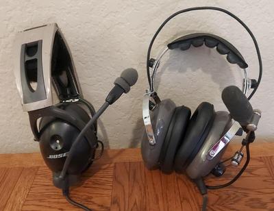 TWO AVIATION BOSE AND PILOT PA-1140 HEADSETS