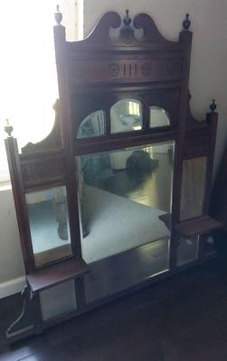 ANTIQUE WALL SHELVED MIRROR