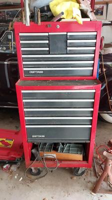 TALL CRAFTSMAN TOOL CHEST FILLED WITH TOOLS