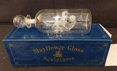 MAYFLOWER GLASS SHIP IN A BOTTLE