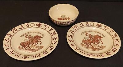 WALLACE (AMERICAN) LITTLE BUCKAROO POTTERY PLATES AND BOWLS
