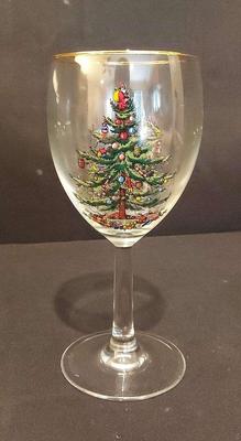 SETS OF SPODE CHRISTMAS TREE WINE GLASSES 