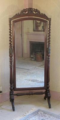 Sale Photo Thumbnail #48: Large carved walnut Victorian cheval mirror