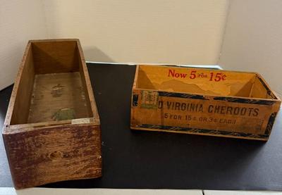 Vintage Old Virginia Cheroots Wooden Box & Wooden Sewing Drawer
Lot #: 138