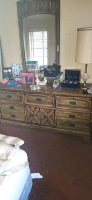 Heavy dresser, with matching wall mirror