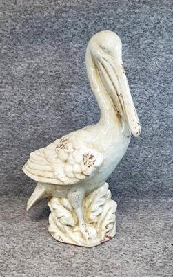 21 inch ceramic pelican crazing and aged look
