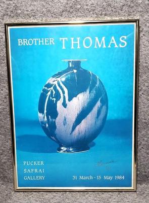 Framed autographed brother thomas art exhibit poster