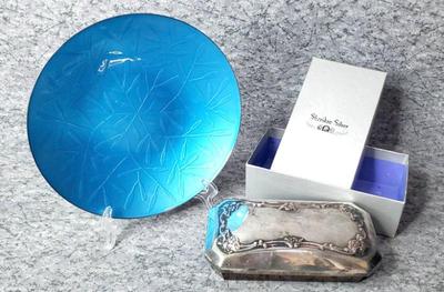David andersen norway sterling enameled bowl sterling crumb brush