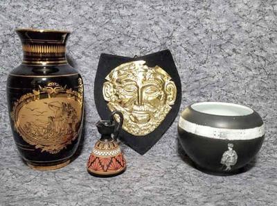 Greek 18k plated art vase, pottery