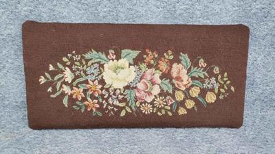 Vintage needlepoint covered bench seat