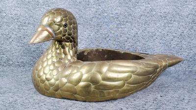 Large brass duck plant holder