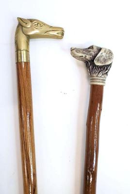 Brass horse head and dog head canes