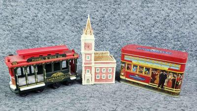 Ghirardelli chocolate collectibles tin streetcar, church