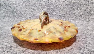Hand blown art glass disc shaped gourd