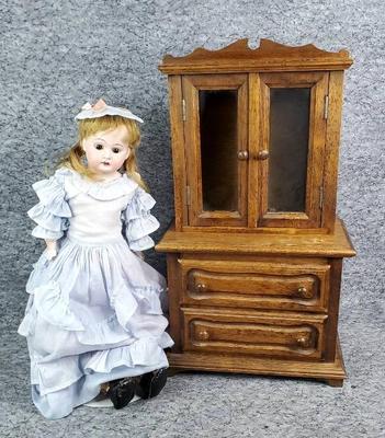 16 inch antique doll doll sized wooden hutch