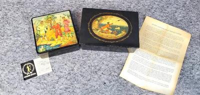 Russian painted lacquered wood boxes