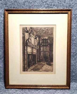 Oliver baker antique signed engraving