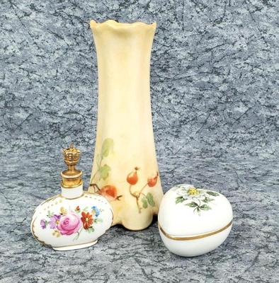 Rosenthal hat pin vase perfume bottle, limoges trinket dish
