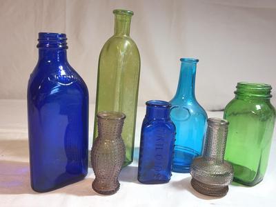 Vintage Small Colored Glass Bottles 