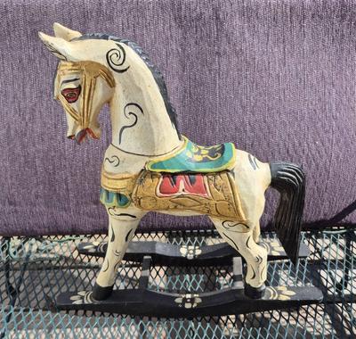 Vintage Wood Carved Rocking Horse