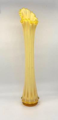 Sale Photo Thumbnail #5: Fostoria Heirloom Vaseline/ Uranium 24” swung vase