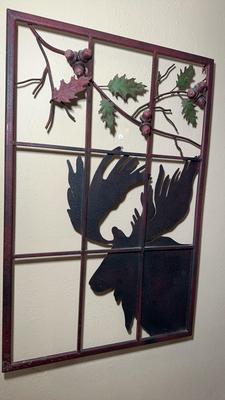 Moose In A Frame Metal Wall Art