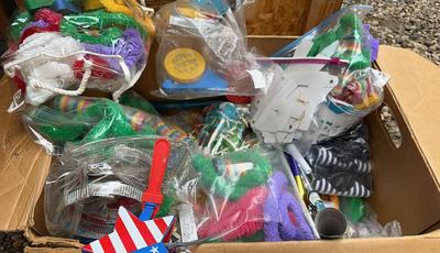 Box Of New Years Party Supplies