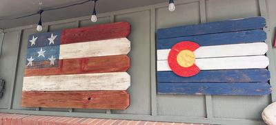 Hand Made Colorado & U.S. Wood Flag Patio Wall Art