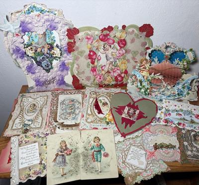 Victorian Die-Cut Valentines Day Cards & Fleischmann & CO’s Advertisement Cards
