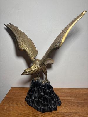 Large Vintage Brass Eagle Sculpture