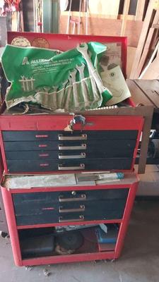 MONTGOMERY WARD POWR KRAFT TOOL CHEST WITH TOOLS