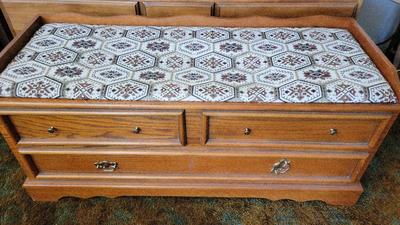 UPHOLSTERED CUSHION-TOPPED CHEST