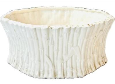 Vintage Fitz & Floyd Ceramic Cache Pot With Bamboo Motif - Signed On Base "F&F"