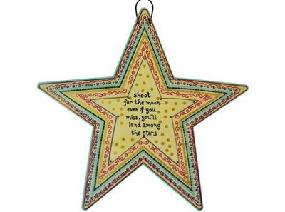 "Shoot For The Moon, Even If You Miss, You'll Land Among The Stars" - Hanging Quote Sign