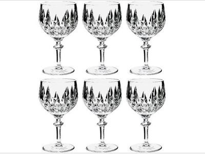 Gorham Cut Crystal Wine Glasses - "La Scala" Pattern - Acid Etched Signature "Gorham" On Base