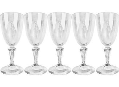 Vintage Monogrammed Crystal Wine Glasses - 7.75" In Height - Captured Bubble Stem