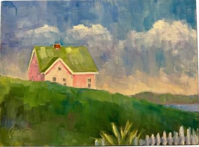 Original Oil Painting By Britt Bair - Entitled "Pink House In The Morning"