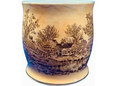 Vintage Blue Boar Humidor Tobacco Jar - Cache Pot - Charming Village Scene