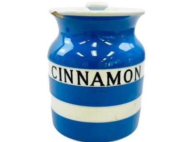 Vintage Stoneware Cinnamon Jar Signed "Cornish Kitchen Ware - Green & Co - Made In England"